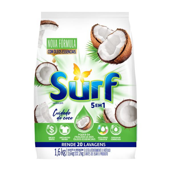 Lava Roupas em Pó Surf Rosas e Flor de Lis 1,6kg