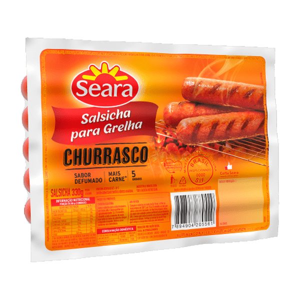Salsicha Para Grelha Defumada Seara Churrasco 330g 5 Unidades