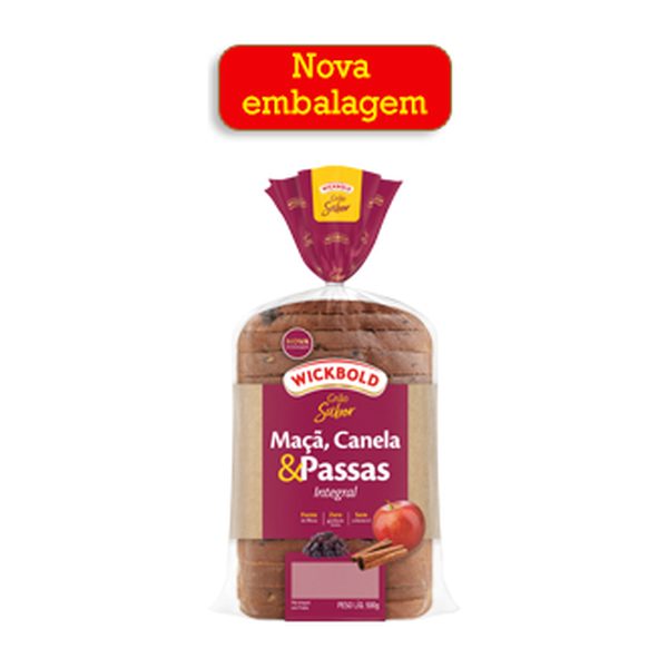 Pão Integral Maçã, Canela E Passas Wickbold Grão Sabor Pacote 500g