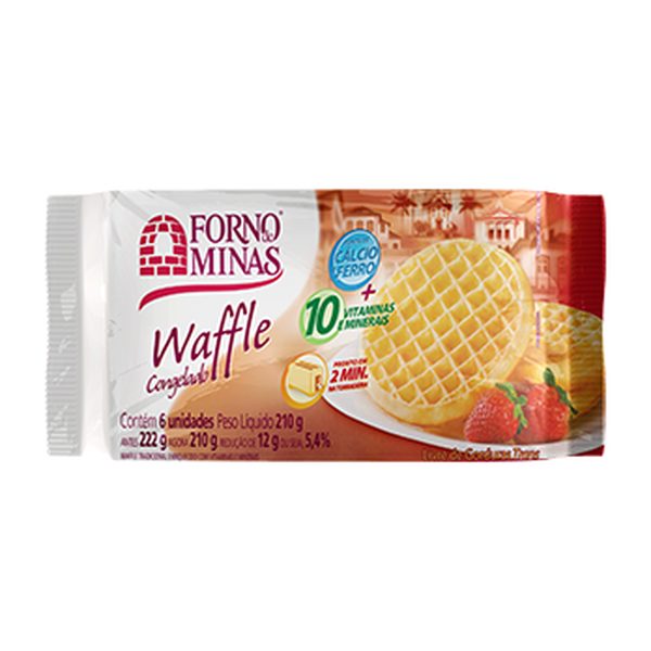 Waffle Congelado Tradicional Forno De Minas Pacote 210g 6 Unidades